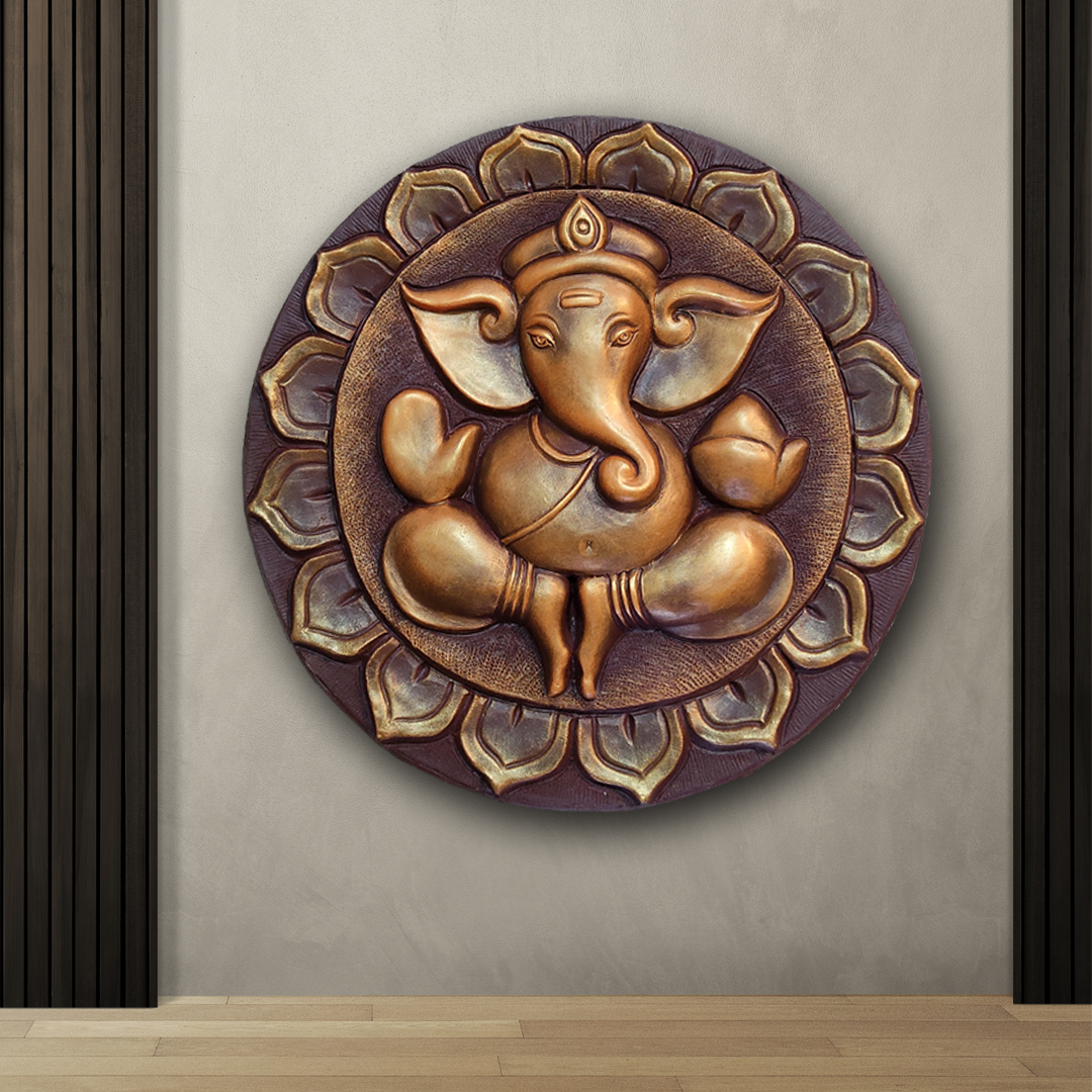 Ganesh ji wall decor fiber mural elevation design arttech.