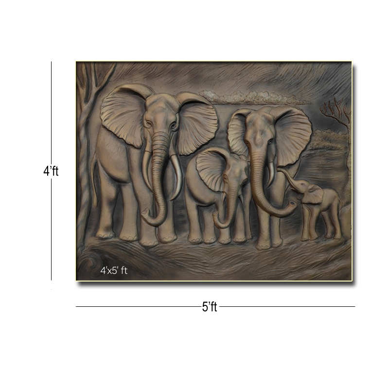 Elephant wall decor fiber mural elevation small design - Arttech Studio